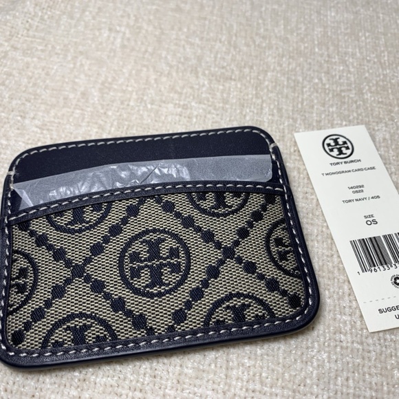 Tory Burch MINI Tory Navy T Monogram Jacquard Tote + Card Case - Picture 12 of 16